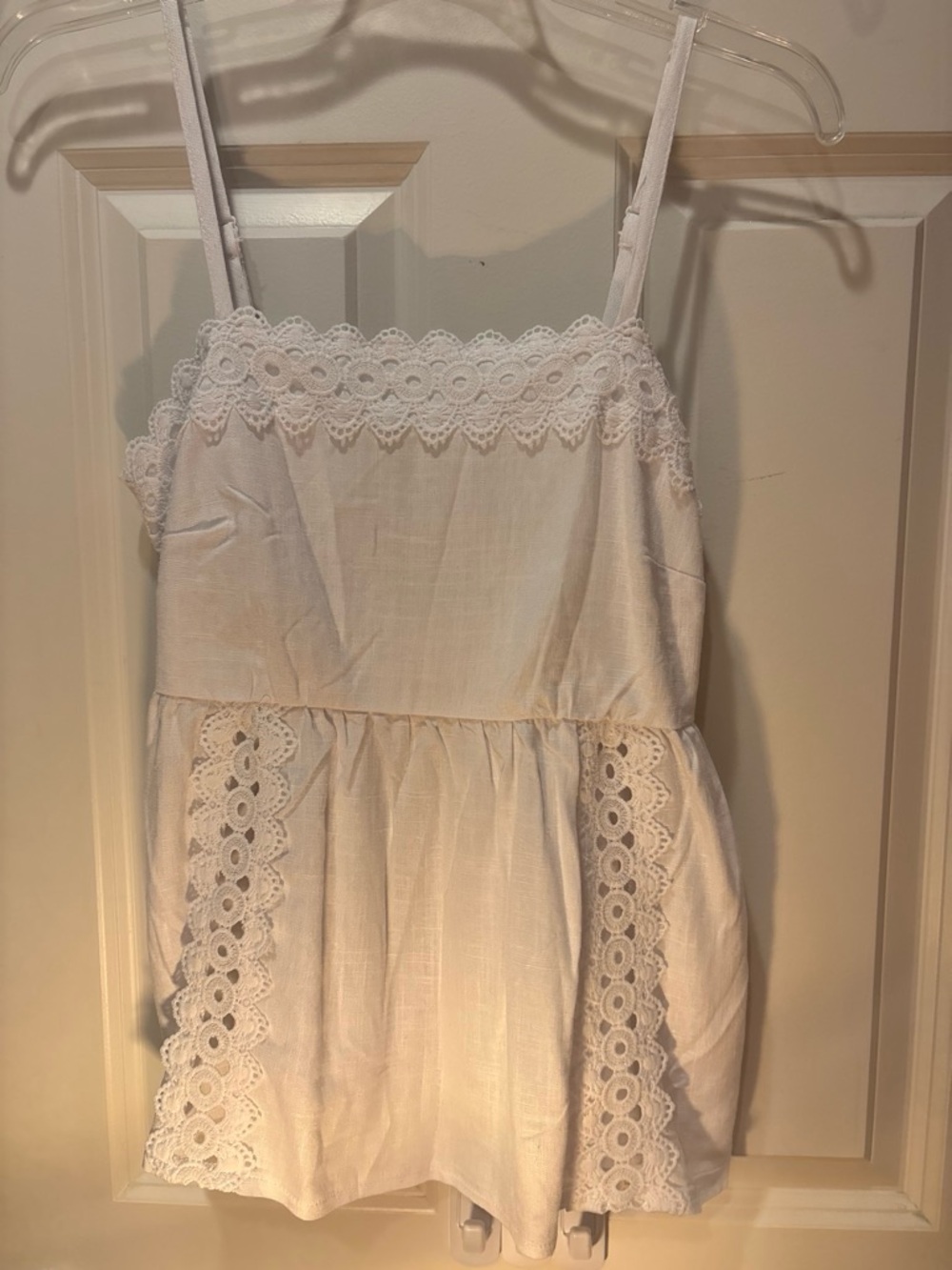 White Lace Trim Spaghetti Strap Sundress